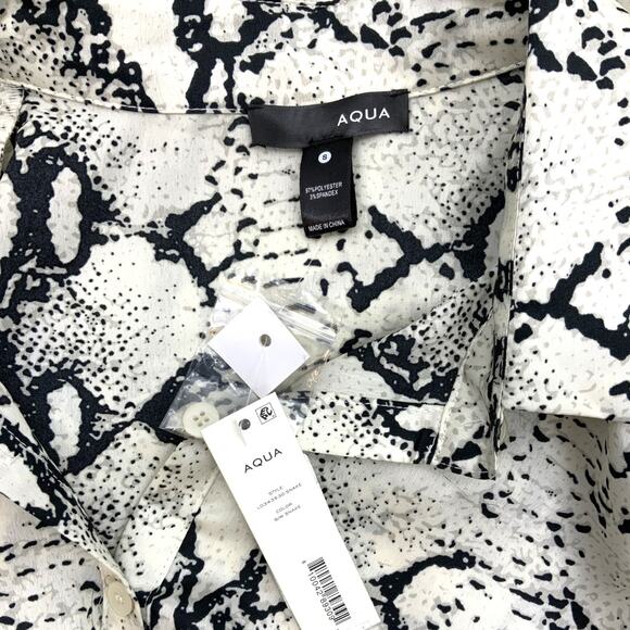 Aqua Animal Python Snake Print Midi Shirt Dress Size Small NWT $88 MSRP - Picture 3 of 5